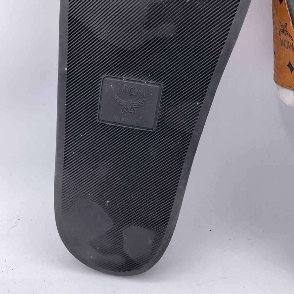 Mcm Munchen M1976 Slides Cognac And Black M9.5 W11.5 - Picture 11 of 15